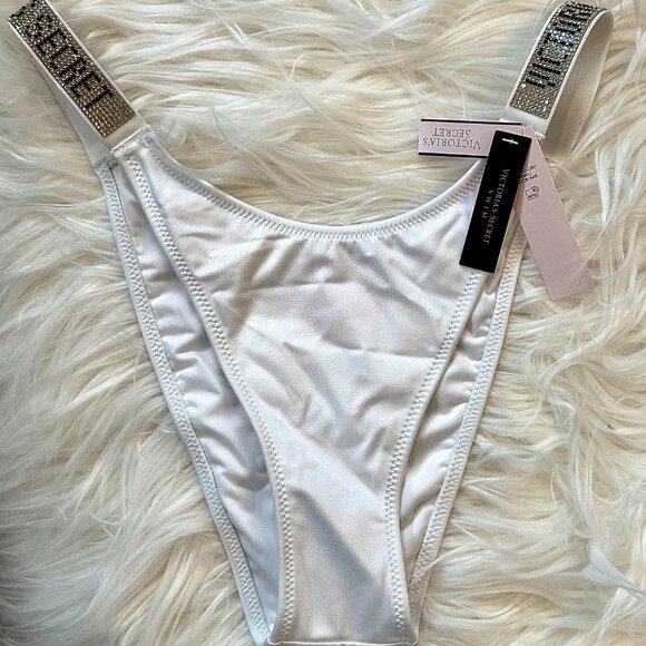 Victoria's Secret Longline Strappy Bikini Top & Rhinestone Shine Bottoms 32C | M - Picture 5 of 8